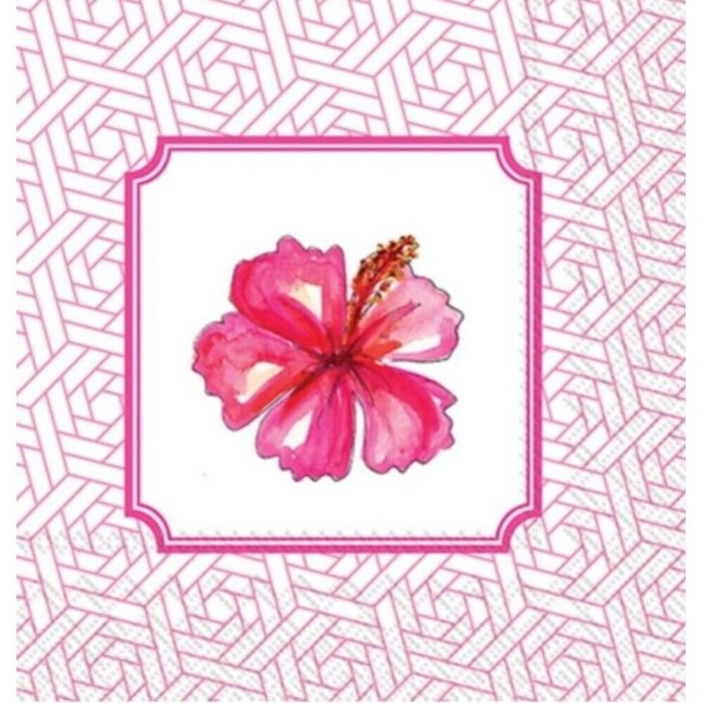 Rosanne Beck Hibiscus Paper Luncheon Napkins Pink 40 ct